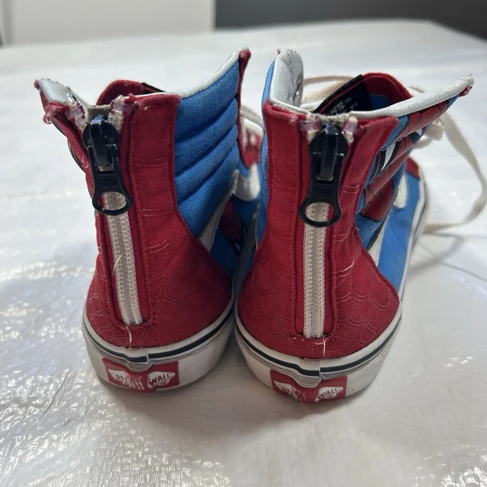 Vans x Marvel Spider-Man Sk8-Hi Zip High Top Sneakers - Kids Size 2.0 (Red/Blue)